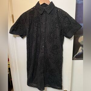 Club Monaco Black Eyelet Shirt size XS